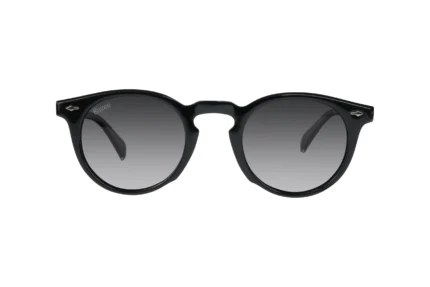 Classy Round Black Glossy Sunglass Bazeti S31102 Front View.