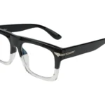 Stylish Square TR90 Eyeglass for both men and women. Half Black and Half Clear Color. TR3394 Main View.