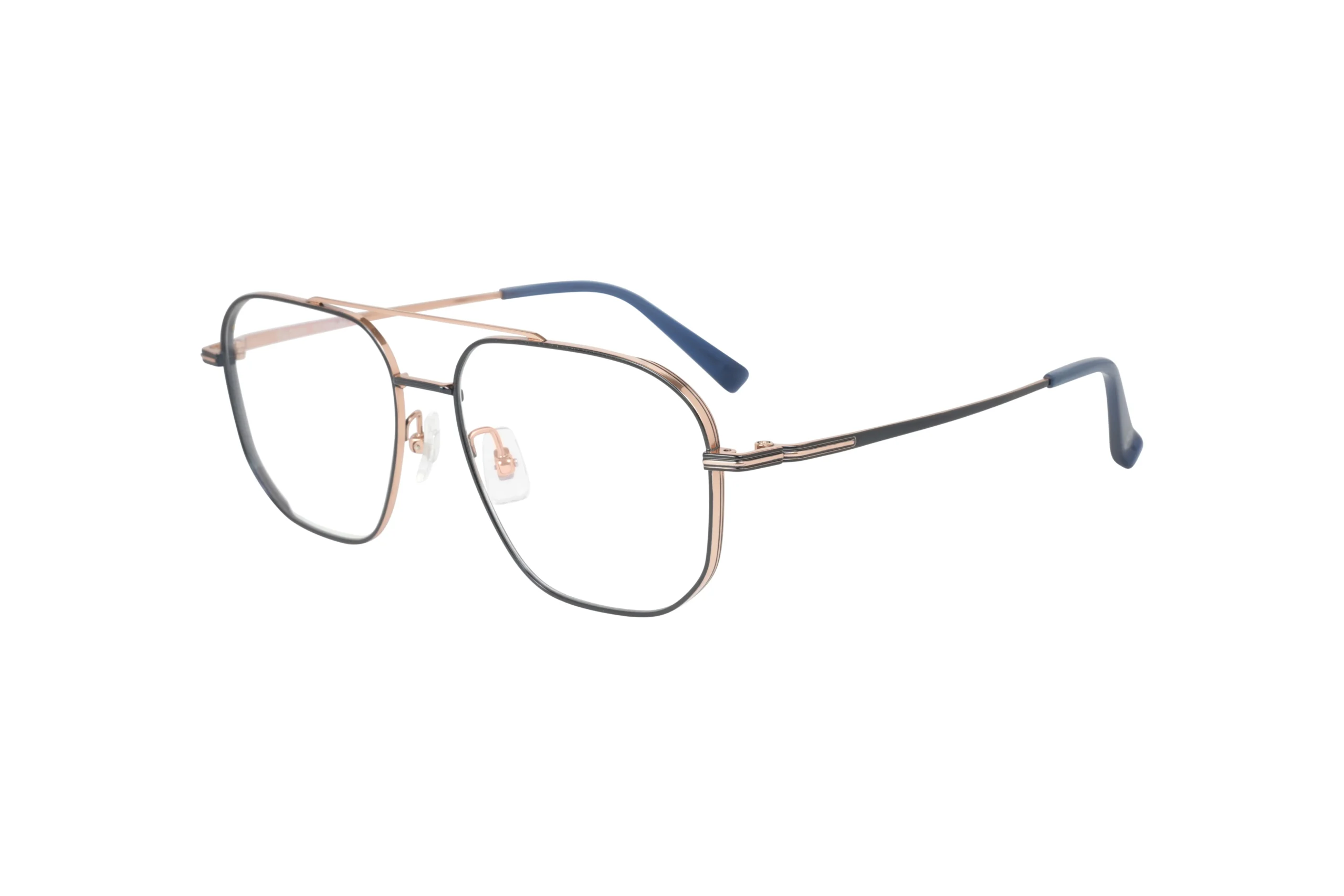 bazeti -HF6008-Main Lightweight titanium black and gold classy aviator style eyeglass for men and women. Bazeti-HF6008