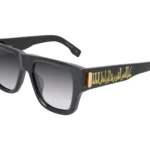 Stylish black sunglasses with gold accents also known as the Baccor Calligraphy Sunglass.