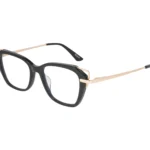 Cat-Eyed Stylish black and gold eyeglasses.