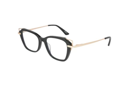 Cat-Eyed Stylish black and gold eyeglasses.