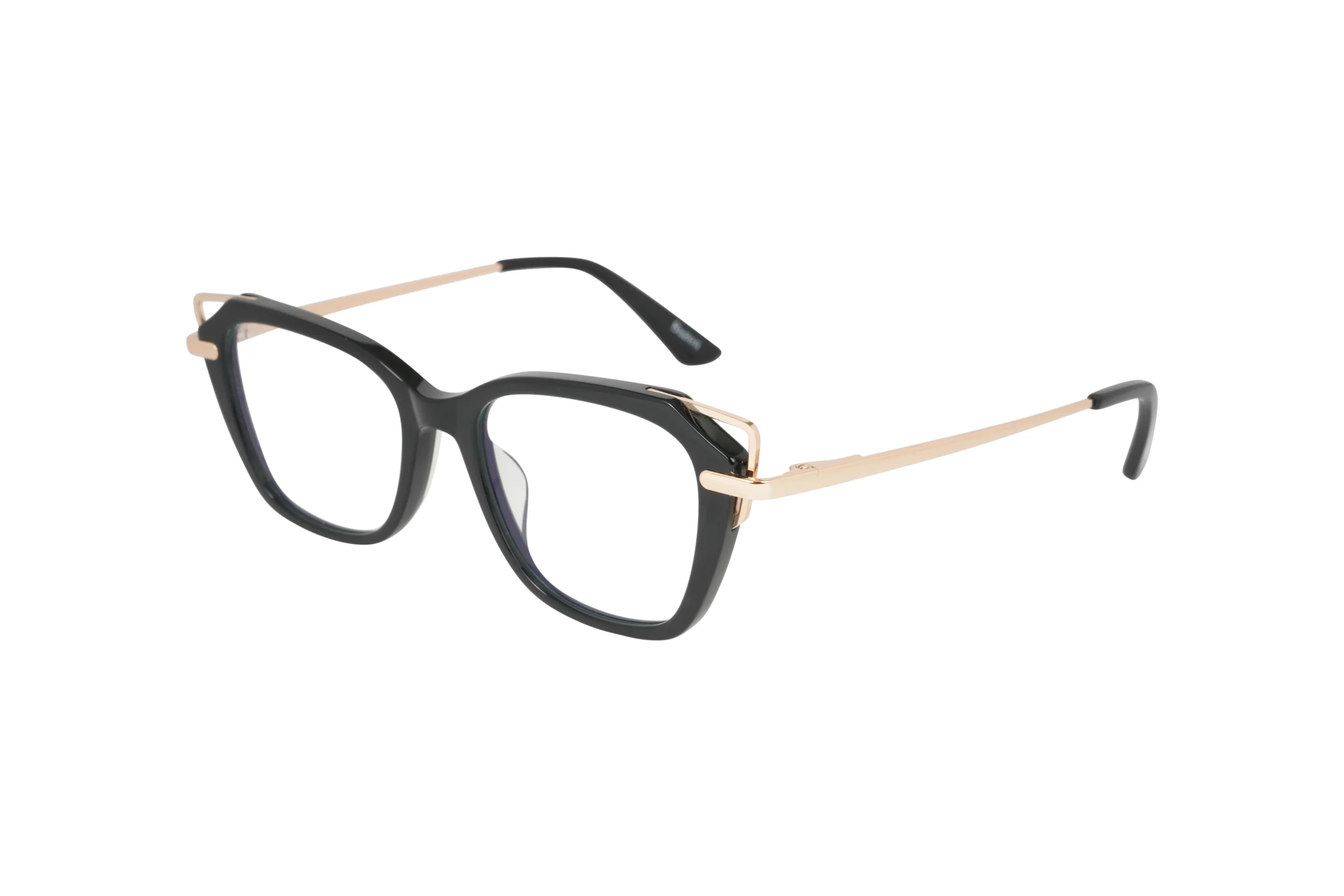 bazeti-BJ9214-C01-P181-Main Cat-Eyed Stylish black and gold eyeglasses.