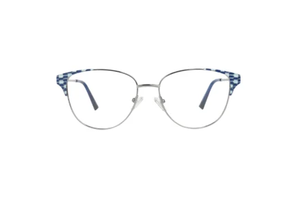 Women's cat eye glasses uae. This stylish Blue colored metal frame is a statement. A2001 Front View.