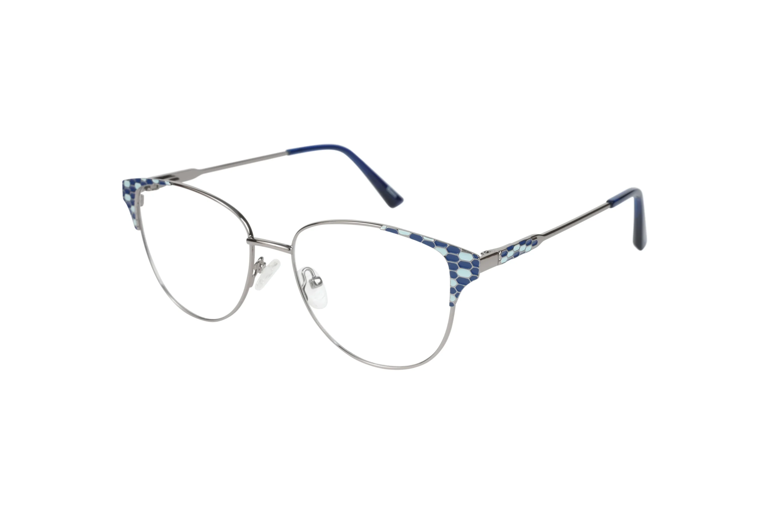 Bazeti-A2001-C5-Main Women's cat eye glasses uae. This stylish Blue colored metal frame is a statement. A2001 Main View.