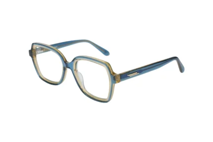 Women's Square Eyeglasses UAE. Bazeti Blue and Olive Green duotone acetate eyeglass for women. PS8817 Main View.