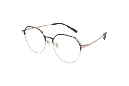 Titanium lightweight modern round eyeglasses uae for both men and women. Beautiful Rose Gold and Black color. FC3012 Main View.