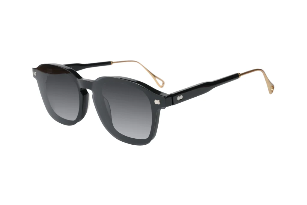 Beautiful Clip-On Eyeglasses UAE in Black and Gold Color. Main view black gradient clip-on.