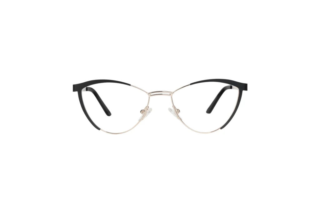 Trendy Women Cat Eye Glasses UAE in Black Color. Front View of the Frame.