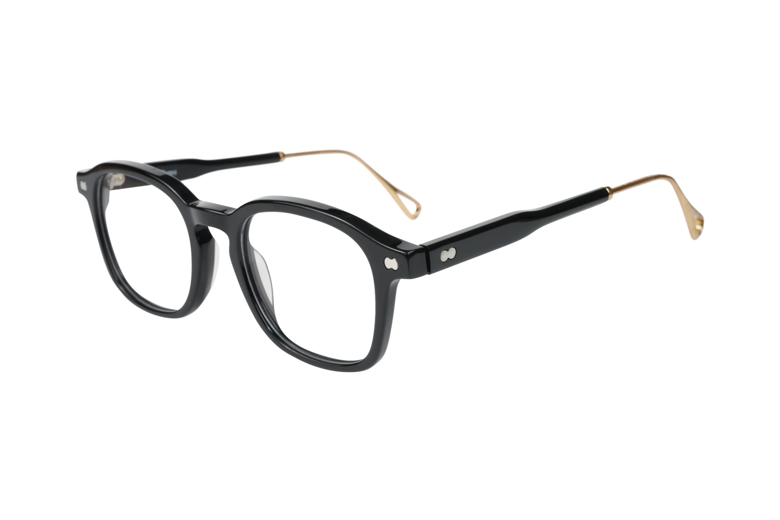 bazeti-M1102-C1-SIDE FRAM ONLY Beautiful Clip-On Eyeglasses UAE in Black and Gold Color. Main view without clip-on.